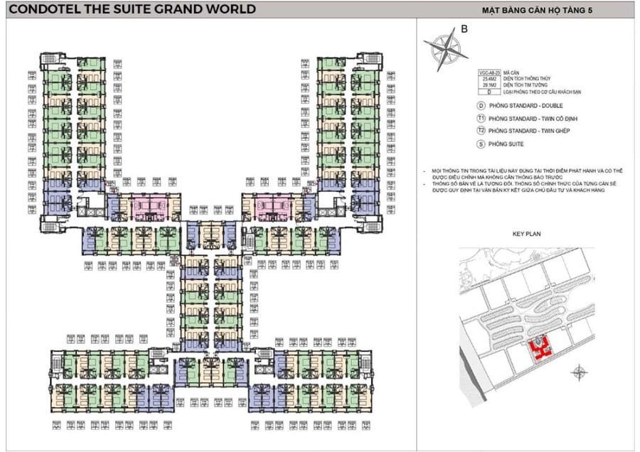 Layout tòa T2 dự án The 5Way Grand World Phú Quốc