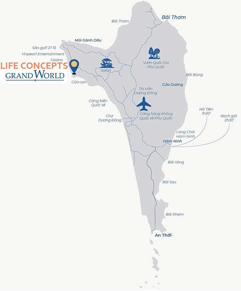 Vị Trí The 5way Grand World Phú Quốc